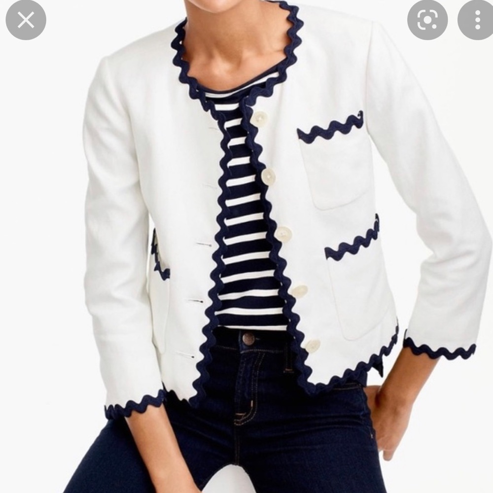 J.Crew Linen Ric Rac Blazer